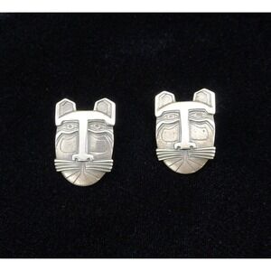 Rare Silver Laurel Burch Miikio Cat Earrings